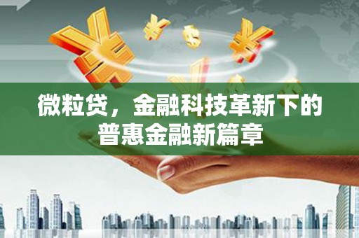 舟山新区微粒贷，金融科技革新下的普惠金融新篇章