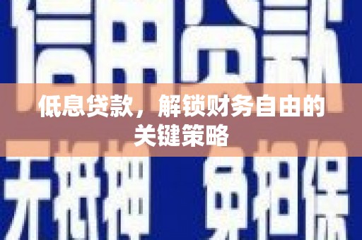 舟山新区低息贷款，解锁财务自由的关键策略