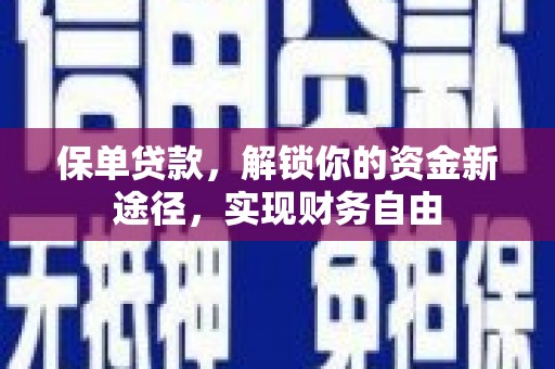 舟山新区保单贷款，解锁你的资金新途径，实现财务自由