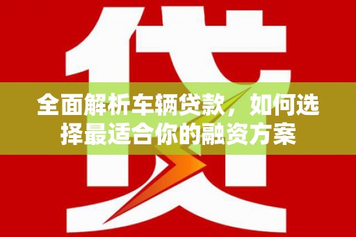 舟山新区全面解析车辆贷款，如何选择最适合你的融资方案